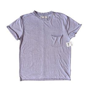 Free People Vella Tee Super Soft Semi Sheer Pocket Crew Silver Lining Size XS